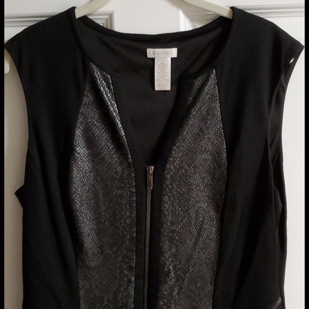 Cache snakeskin print zippered dress